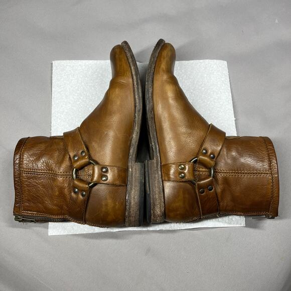 Frye Womens Boots Size 9B  Brown Phillip Harness 76870 Short Leather Horse Biker - Picture 6 of 15